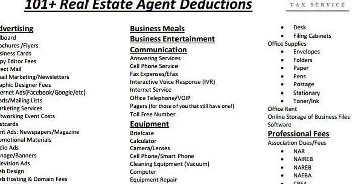 Cheat Sheet Of 100+ Legal Tax Deductions For Real Estate Agents